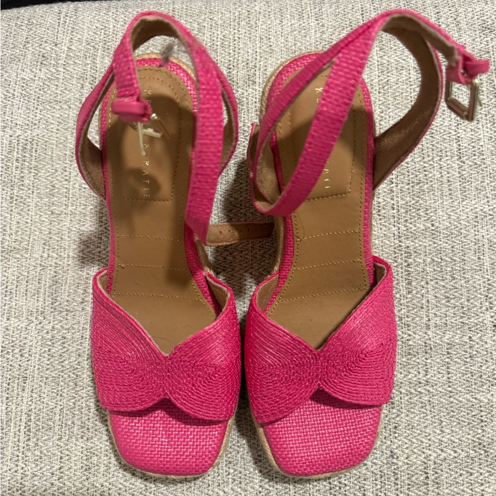 Never Worn Kelly & Katie Pink Wedge Sandals with Slingback Design